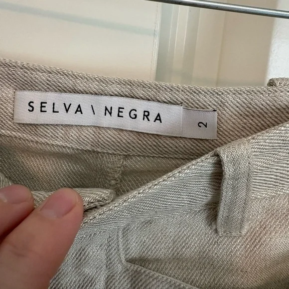 Selva / Negra Jessie linen utility pant in color ecru high rise wide leg size 2 - Picture 5 of 8